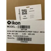 IKON ISP72M 72" Three Section Mega Top Sandwich/Salad Prep Table w/ 3 Solid Doors, 27 Pans, 18 cu. ft. - Open box 2 image