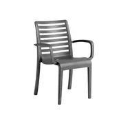 Grosfillex UT954002 Astoria Stacking Armchair, 23.6"W x 23.4"D x 34.7"H, Charcoal Polypropylene, UV Resistant, Stackable 1 image