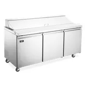 Omcan USA 50130 70.4" 3-Section Mega Top Sandwich Prep Table, 30 Pans, Stainless Steel 1 image