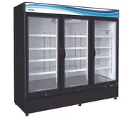Serv-Ware GF72B-HC 83" Three-Section Glass Door Freezer Merchandiser, 23 cu ft, 5/8 HP Compressor, LED Display 1 image