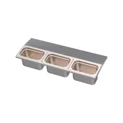 Krowne KR-UMGT-3 Royal Series 21" Stainless Steel Garnish Tray With (3) Condiment Cups, NSF 1 image
