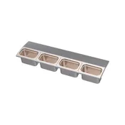 Krowne KR-UMGT-4 Royal Stainless Steel 28" Wide Garnish Tray with (4) NSF-Certified Condiment Cups 1 image