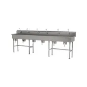 Advance Tabco FC-FM-120KV 120" Freestanding Multi-Station Hand Sink without Faucet w/Knee Valves 1 image
