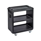 Cambro BC225110 NSF Black Polyethylene 3-Shelf Service Cart - 28" x 16" x 32.25" 1 image