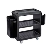 Cambro BC225110 NSF Black Polyethylene 3-Shelf Service Cart - 28" x 16" x 32.25" 2 image