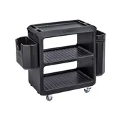 Cambro BC225110 NSF Black Polyethylene 3-Shelf Service Cart - 28" x 16" x 32.25" 3 image