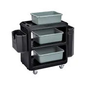 Cambro BC225110 NSF Black Polyethylene 3-Shelf Service Cart - 28" x 16" x 32.25" 4 image