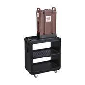 Cambro BC225110 NSF Black Polyethylene 3-Shelf Service Cart - 28" x 16" x 32.25" 5 image
