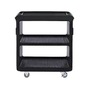 Cambro BC225110 NSF Black Polyethylene 3-Shelf Service Cart - 28" x 16" x 32.25" 6 image