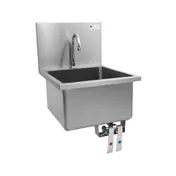 John Boos PBHS-W-1616-KV 18" Wall Mounted Hand Sink w/Hands Free Faucet & Double Knee Valves-16 g  1 image