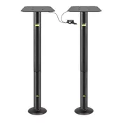 FLAT Tech CT7001 Adjustable Height Restaurant Table Base, 3" Dia. Pneumatic Columns, Black Powder Coat Finish, Bolt-Down, Steel 1 image