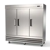 Hubert 158463 81.3" 3-Solid Door Reach-In Freezer, Bottom Mounted, 72 cu. ft., Stainless Steel 1 image