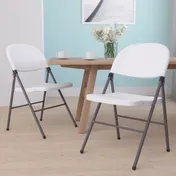 Flash Furniture DAD-YCD-70-WH-GG Hercules Series Folding Chair, 330 lb, White Plastic Seat & Back, Gray Frame 2 image