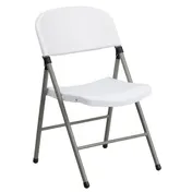 Flash Furniture DAD-YCD-70-WH-GG Hercules Series Folding Chair, 330 lb, White Plastic Seat & Back, Gray Frame 1 image