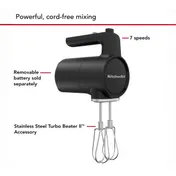 KitchenAid KHMR700BM Cordless Hand Mixer, Black Matte, (Battery Sold Separately) 7 image
