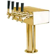 Micro Matic D7744PVD T-Style Draft Beer Tower, 12" x 14-3/4", Brass PVD Finish, 4 Brass Faucets 1 image