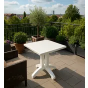 Grosfillex UT375004 36x36 Square Outdoor Table, White Resin Top, Balcony Pedestal Base, UV Resistant 3 image