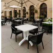 Grosfillex UT375004 36x36 Square Outdoor Table, White Resin Top, Balcony Pedestal Base, UV Resistant 4 image