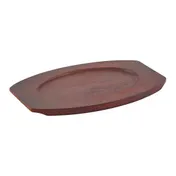 Winco APL-12UL 12" Mahogany Oval Wood Sizzler Platter Underliner 1 image