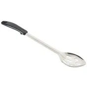 Winco BHSP-15 15" Slotted Basting Spoon with Stop Hook Black Polypropylene Handle 1 image