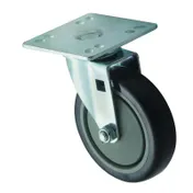 Winco CT-44 5" Plate Caster Set, 5" Dia Wheel, 4"x4" Plate, 220 lb Capacity, PU, 14°-212°F - 2/Set 1 image