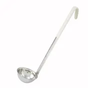 Winco LDC-3 Stainless Steel 13" 1 Piece 3 oz. Serving Ladle w/ Ivory PVC Coated Handle 1 image