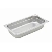 Winco SPJH-302 2 1/2" Deep 1/3 Size Standard Weight Anti-Jam Stainless Steel Steam Table Pan 1 image