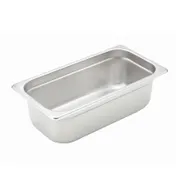 Winco SPJH-304 4" Deep 1/3 Size Standard Weight Anti-Jam Stainless Steel Steam Table Pan 1 image