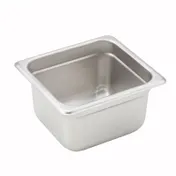 Winco SPJH-604 4" Deep 1/6 Size Standard Weight Anti-Jam Stainless Steel Steam Table Pan 1 image