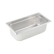 Winco SPJL-304 25 Gauge 4" 1/3 Size NSF Solid Anti-Jam Steam Table Pan 1 image