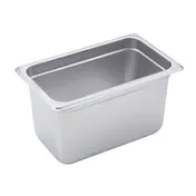Winco SPJM-406 24 Gauge 6" 1/4 Size Solid Anti-Jam Steam Table Pan 1 image