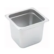 Winco SPJM-606 24 Gauge 6" 1/6 Size Solid Anti-Jam Steam Table Pan  1 image