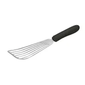 Winco TKP-60 6 3/4" Slotted Fish Spatula w/ Black Polypropylene Handle, Stainless Steel 1 image