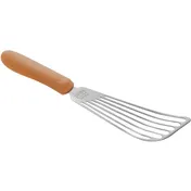 Winco TNH-60 6 3/4" x 3 1/4" Stainless Steel Fish Spatula with Orange Cool Heat Nylon Handle 1 image
