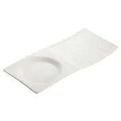Winco WDP012-102 Rectangular Porcelain Tray 10-1/2" x 5" with Well, White, Dishwasher Safe - 24/Case 1 image