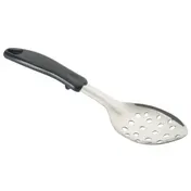 Winco BHPP-11 11" Perforated Basting Spoon With Stop Hook Black Handle 1 image