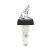 Winco BMP-3125C Bar Maid Liquor Pourers, 1-1/4 oz, Clear Spout, Plastic, Black Collar - 12/Pack 1 image