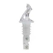 Winco BMP-4125C Bar Maid Liquor Pourer, 1 1/4 oz Clear Plastic, No Collar, Flip-Top - 12/Pack 1 image