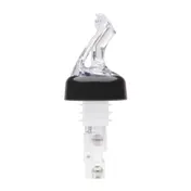 Winco BMP-5100C Bar Maid Clear 1 oz Liquor Pourer, Plastic, Black Collar, Flip-Top - 12/Pack 1 image