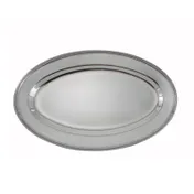 Winco OPL-16 Oval Stainless Steel 16" x 10-1/4" Platter 1 image