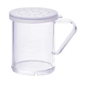 Winco PDG-10CL 10 Oz. Clear Polycarbonate Dredge with Large Hole Snap-On Lid 1 image