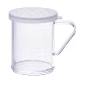 Winco PDG-10CM 10 Oz. Clear Polycarbonate Dredge with Medium Hole Snap-On Lid 1 image