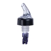Winco PPA-113 Liquor Pourer, 1-1/8 oz, Plastic with Black Collar, Clear Spout, Purple Tail - 1 Dozen 1 image