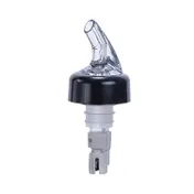 Winco PPA-200 Liquor Pourer 2 oz, Clear Spout, Black Collar, White Tail, Plastic Build - 1 Dozen 1 image