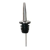 Winco PPM-4 Medium Flow Stainless Steel Liquor Pourer with Tapered Silver Spout, Poly Cork - 1 Dozen 1 image