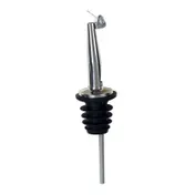 Winco PPM-4C Liquor Pourer, Free Flow, Stainless Silver Tapered Spout with Flip Cap, Cork - 1 Dozen 1 image