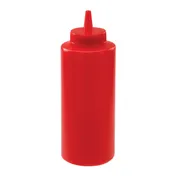 Winco PSB-12R Squeeze Bottle, 12 oz Red Plastic, BPA-Free, NSF Certified, Single Tip - 6/Pack 1 image