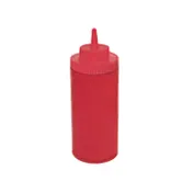 Winco PSW-16R Squeeze Bottle, 16 oz Wide Mouth, Red Plastic, BPA-Free, NSF Certified - 6/Pack 1 image