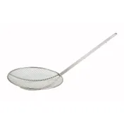 Winco SC-6R 6" Diameter Round x 13" Handle Nickel Plated Wire Skimmer 1 image