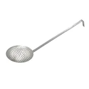 Winco SCS-5 4 1/2" Diameter Round x 13" Handle Nickel Plated Stainless Steel Perforated Skimmer 1 image